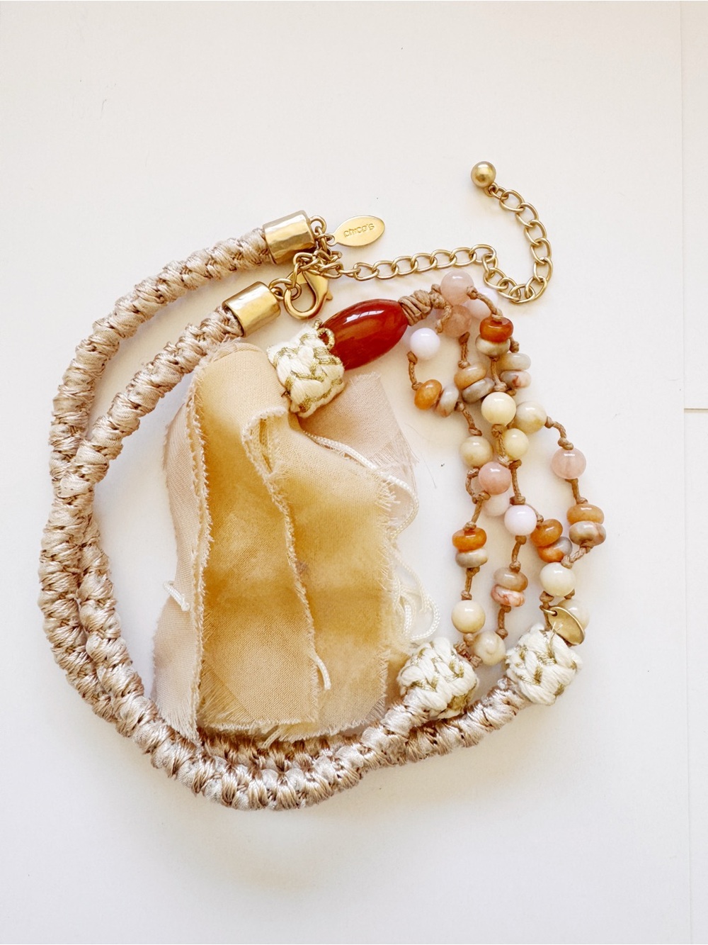 Elegant Beige and Gold Statement Necklace - Women Jewelry Necklaces